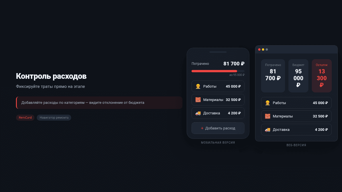 Контроль расходов — тёмная тема
